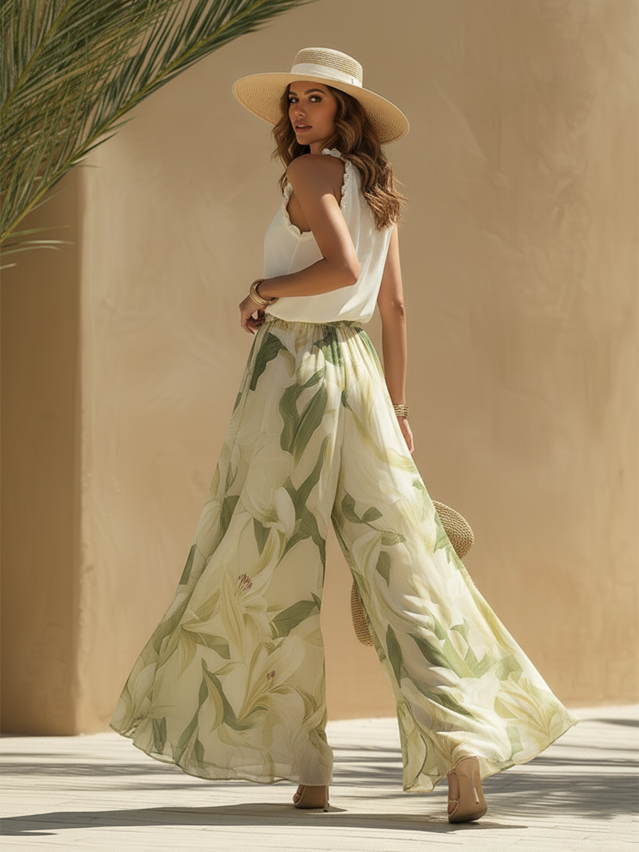 Maria | Conjunto fluido estampado de lirios elegante