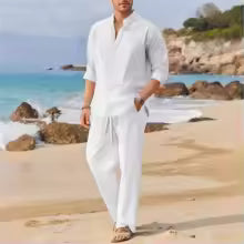 👔🌴 Conjunto Casual de Lino para Hombre | Elegancia Relajada y Máxima Comodidad