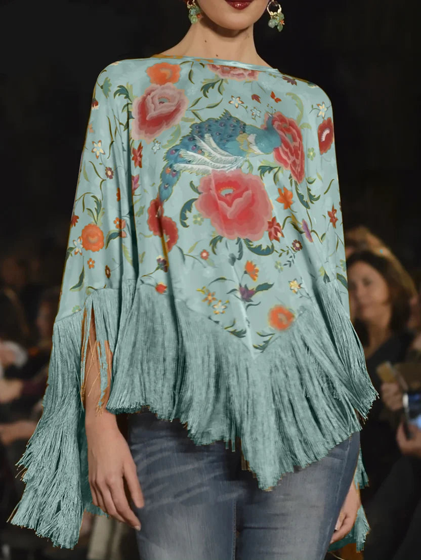 ✨ Poncho Boho Luxe Floral – Elegancia Artesanal que Enamora