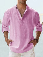 🌸 Camisa Premium de Lino Rosa — Elegancia Relajada que Marca tendencia